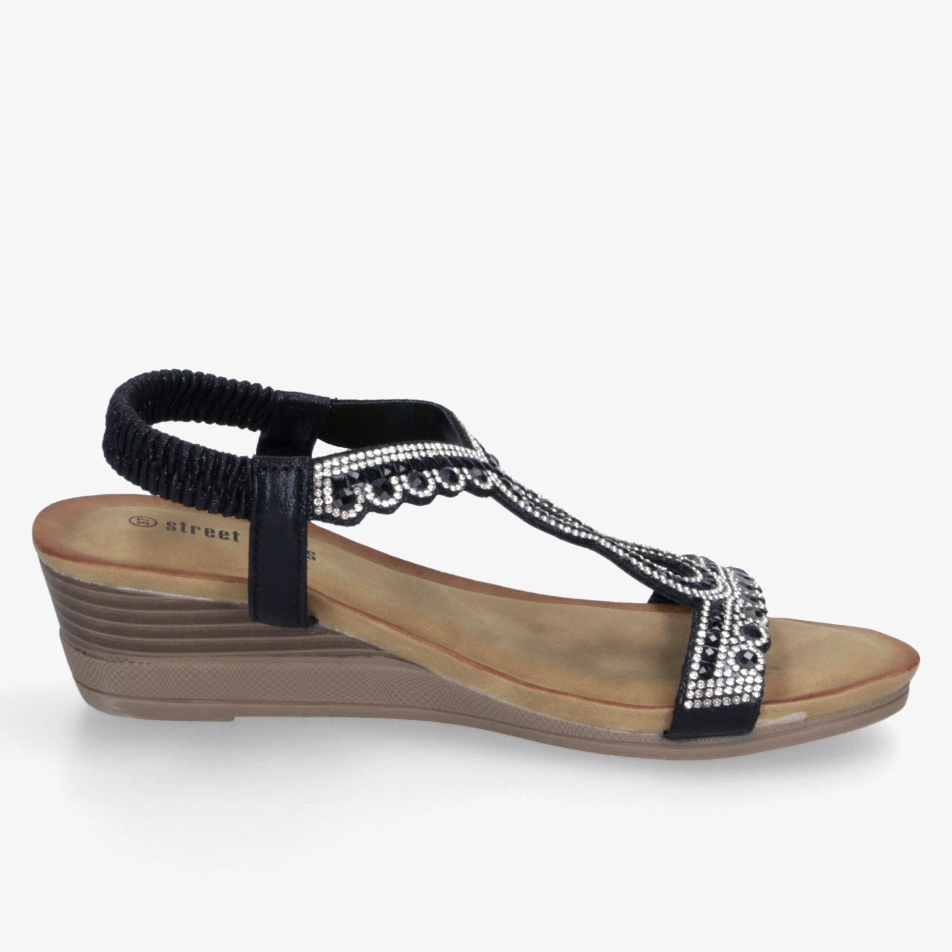 street shoes Damen Keilsandalen schwarz