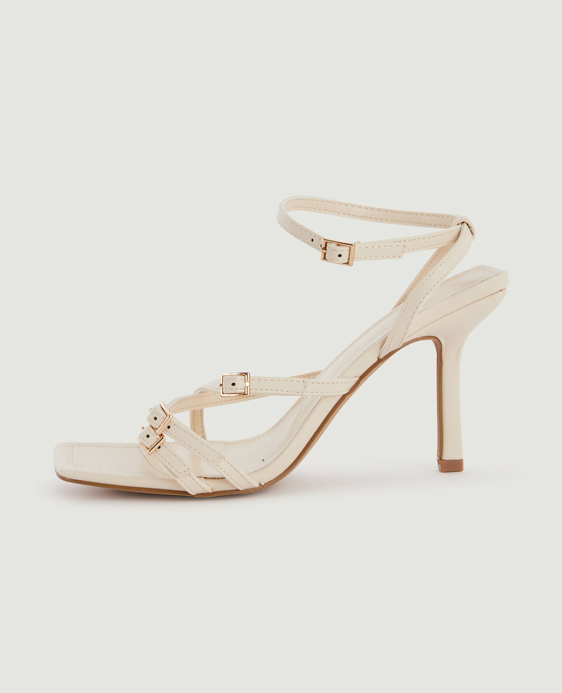 Sandales à brides boutés carrés - Beige