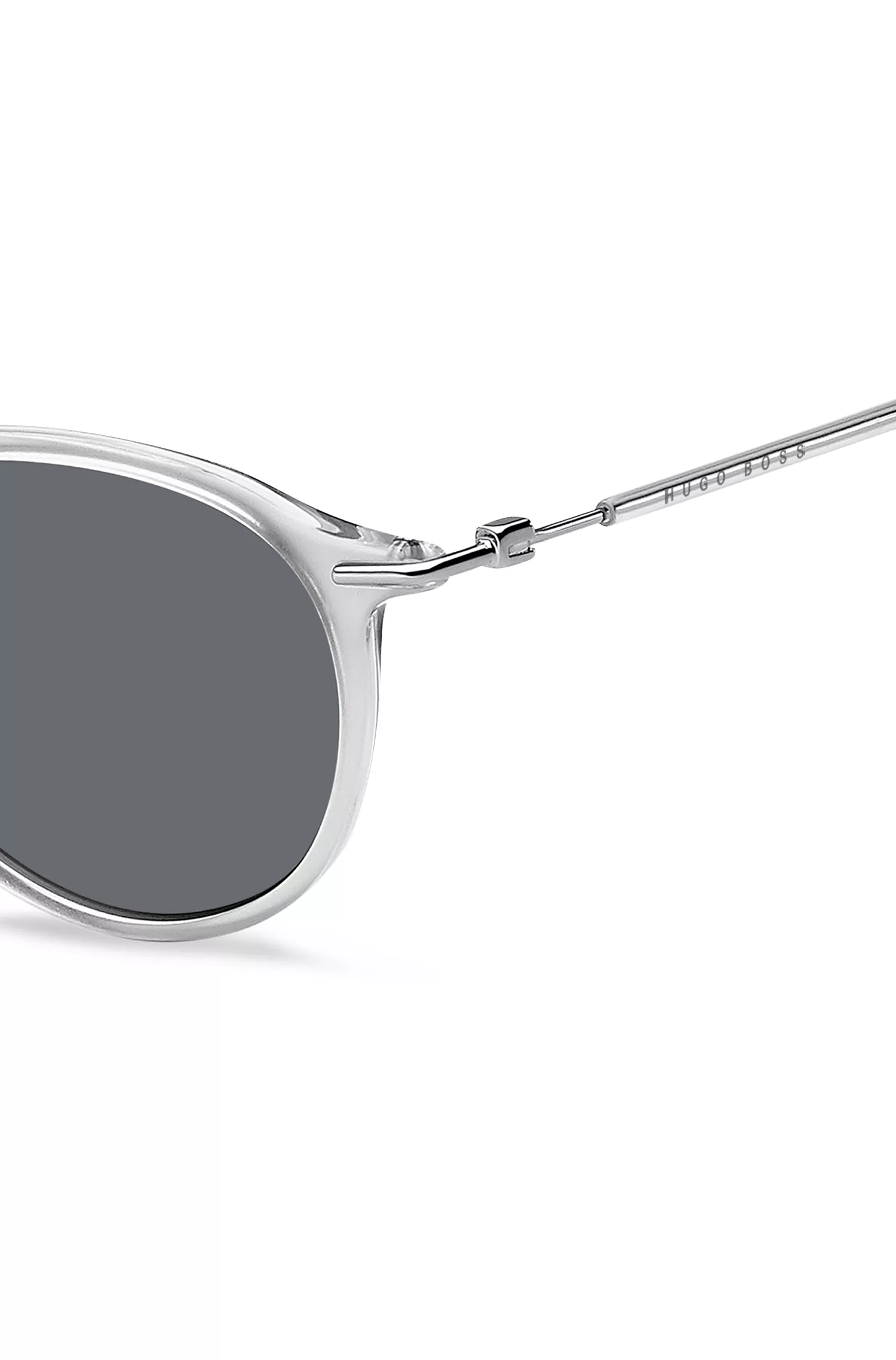 Óculos de sol BOSS em acetato preto e transparente com capas de plástico.