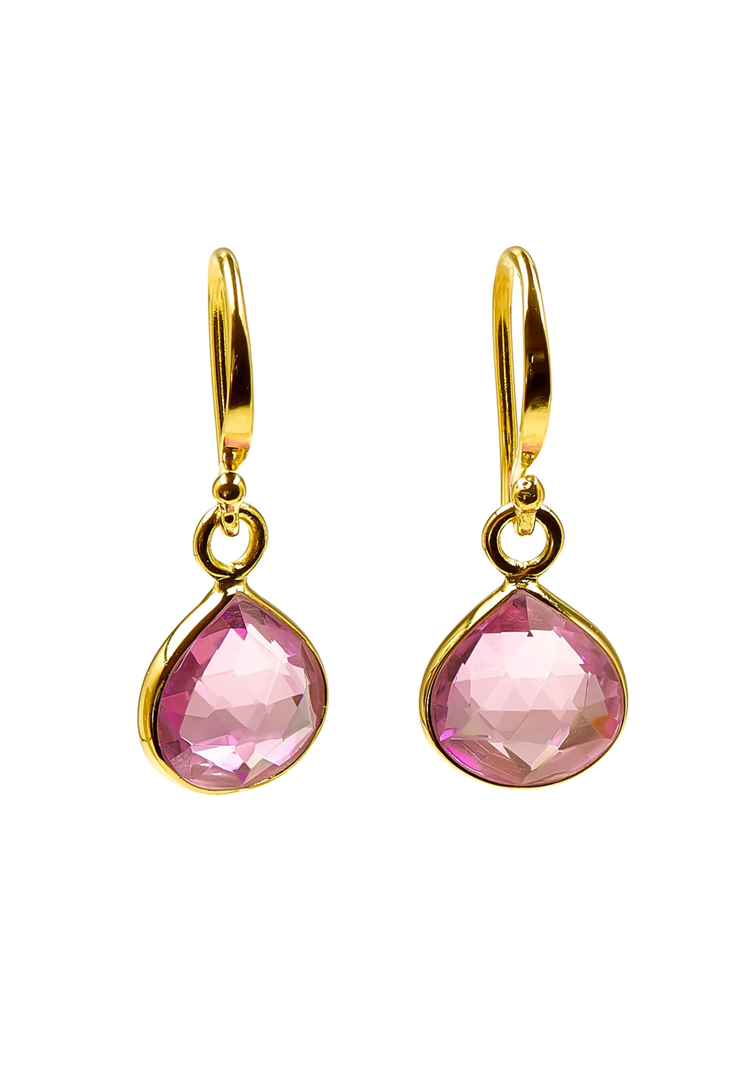 Le tresor du monde Teardrop Ohrringe Pinker Quarz