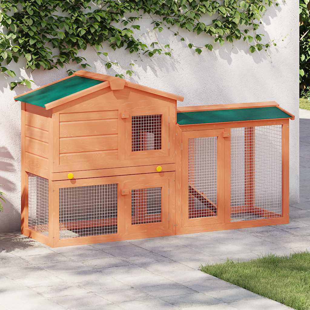 vidaXL Grote kooi voor konijnen of kleine dieren, hout