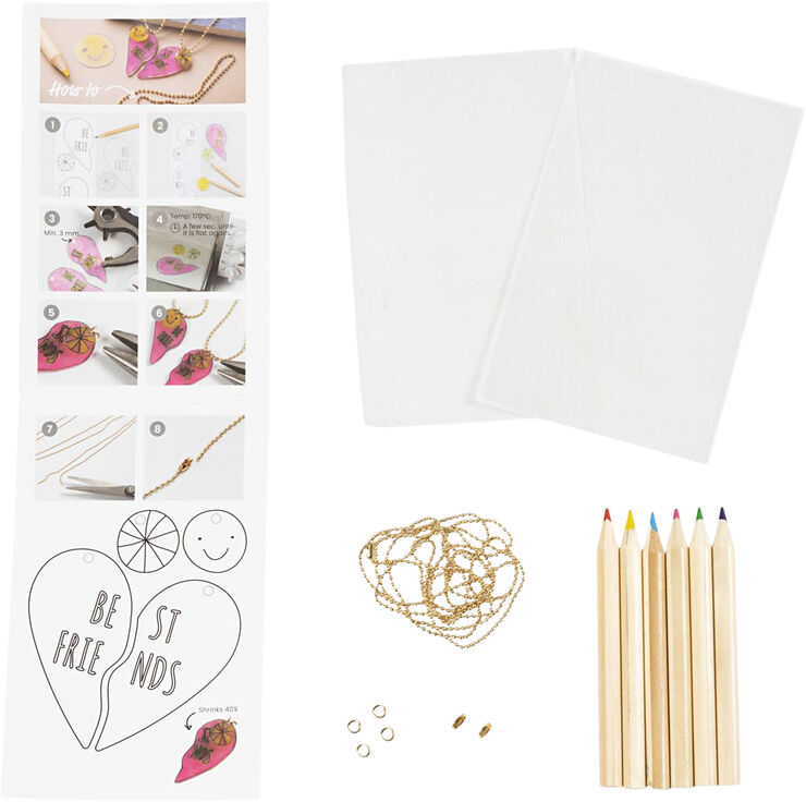 Creativ Company Mini DIY Kit Smykker, Venskabshalskæder krympeplast
