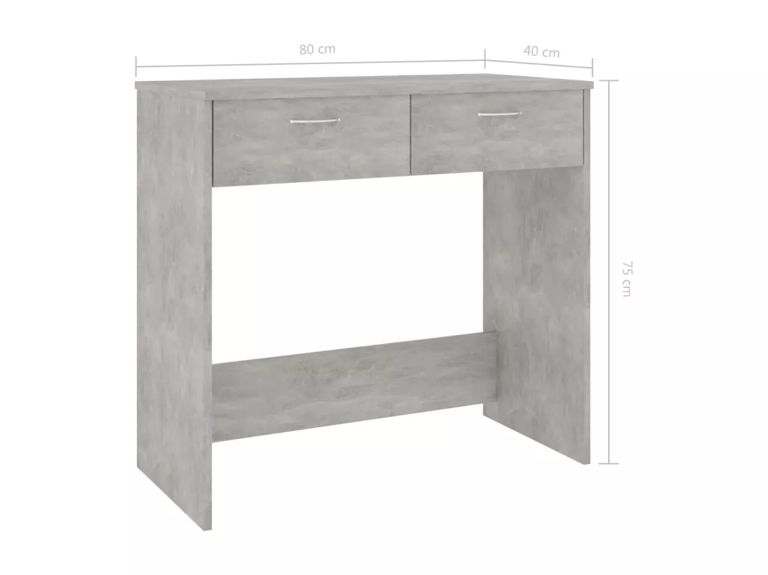 Bureau Gris béton 80x40x75 cm Bois d’ingénierie