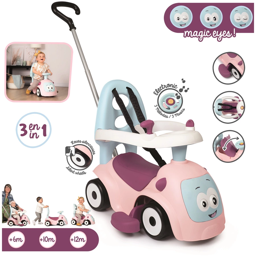 Smoby 3- in- 1 Rutscherfahrzeug Maestro Rose