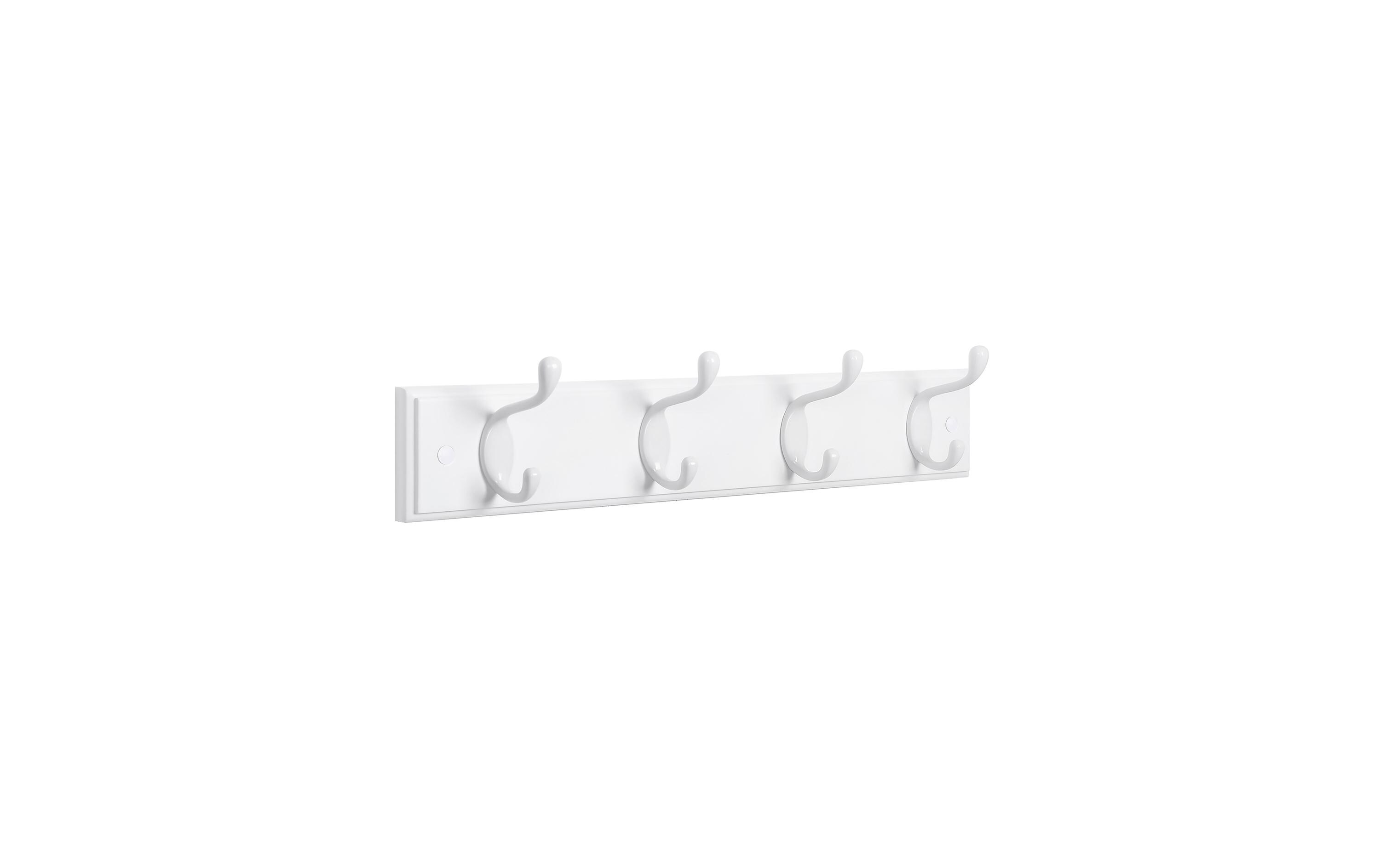 Kleiderhaken 40 x 9 x 7 cm, WeissWandgarderobe mit 4 Metallhaken