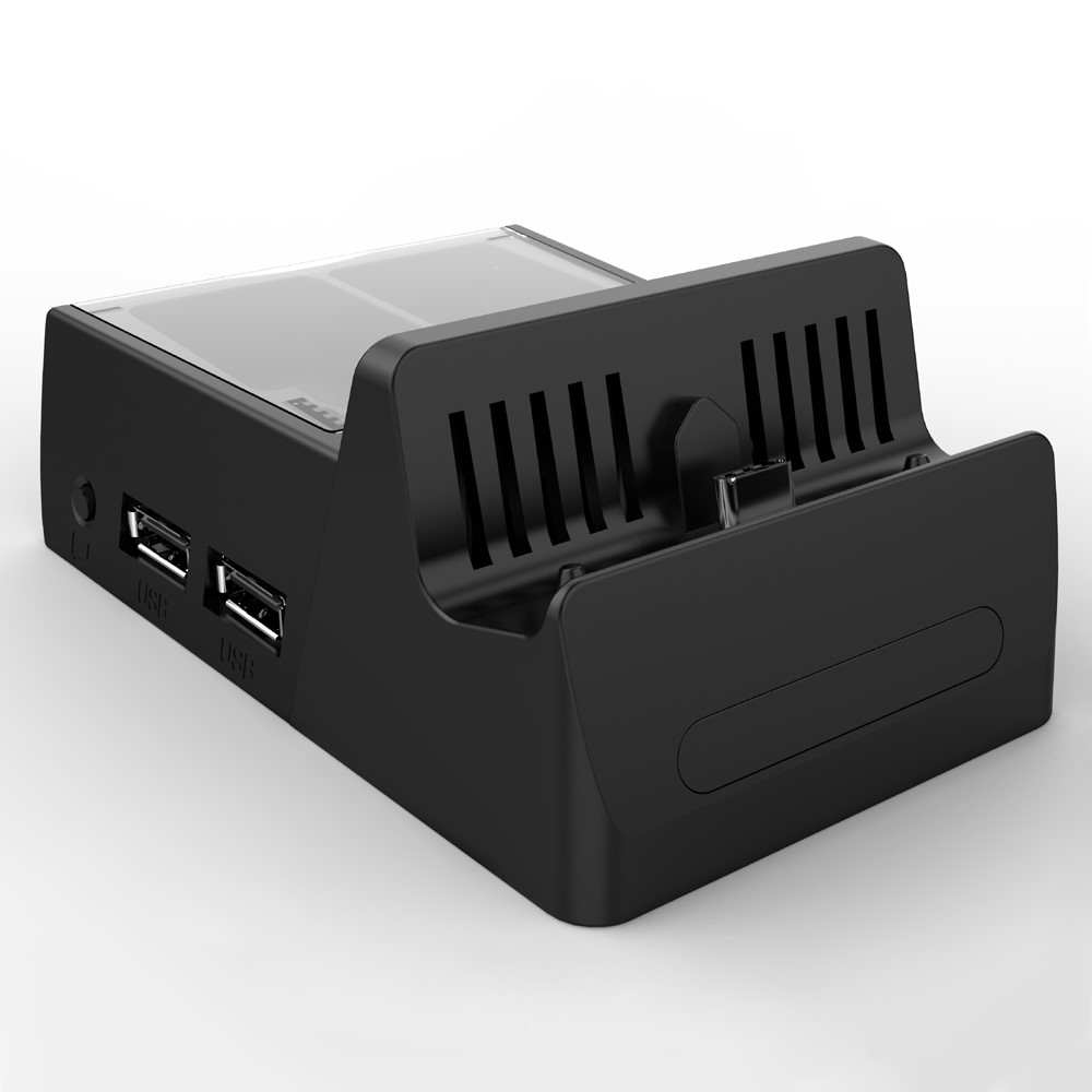 Ladegerät Dockingstation Charging Dock für Nintendo Switch mit Spiele Aufbewahrungsfach und HDMI / USB C / 3x USB - Schwarz