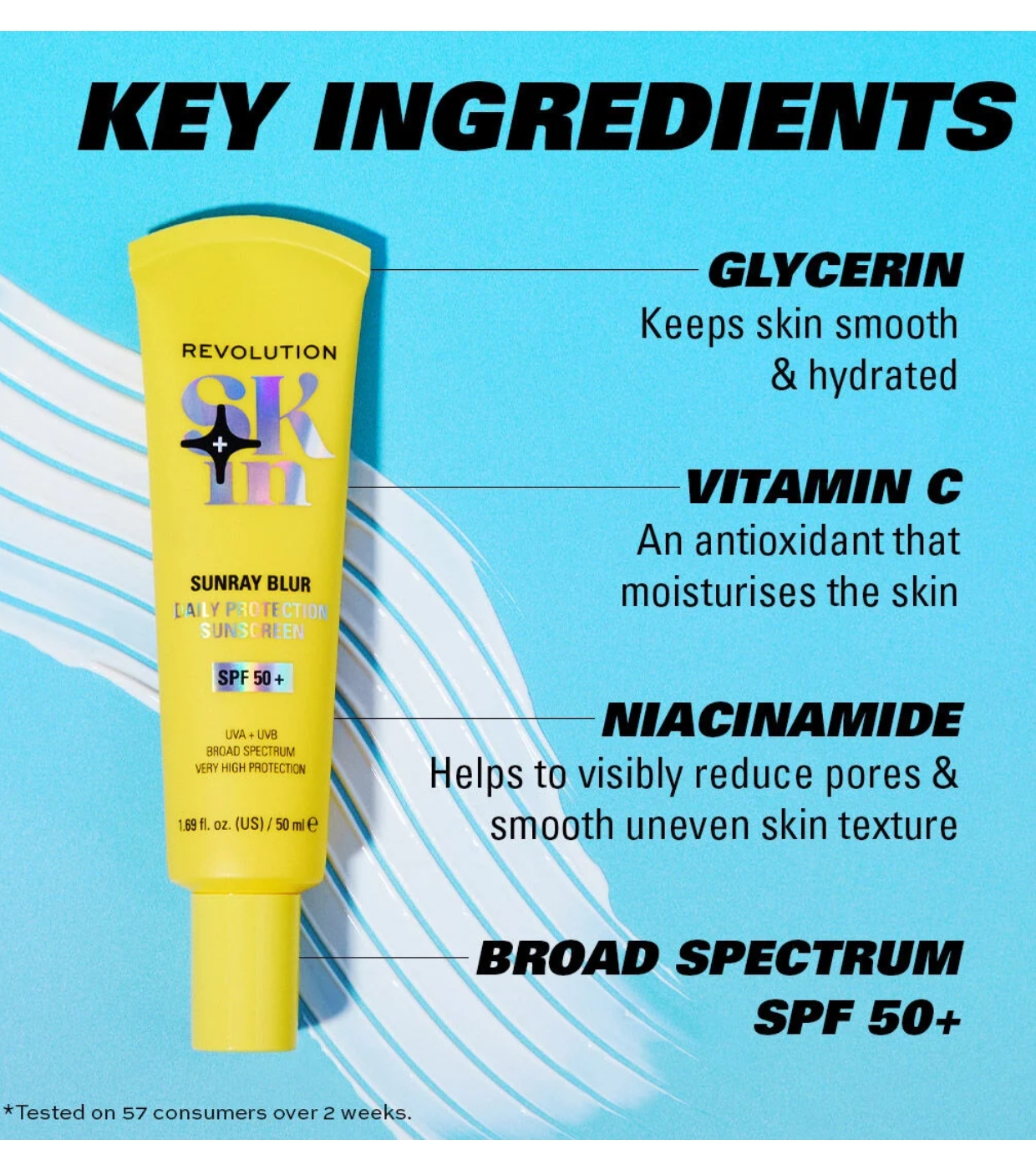 Revolution Skin - Protetor solar matificante com niacinamida Sunray Blur SPF50+