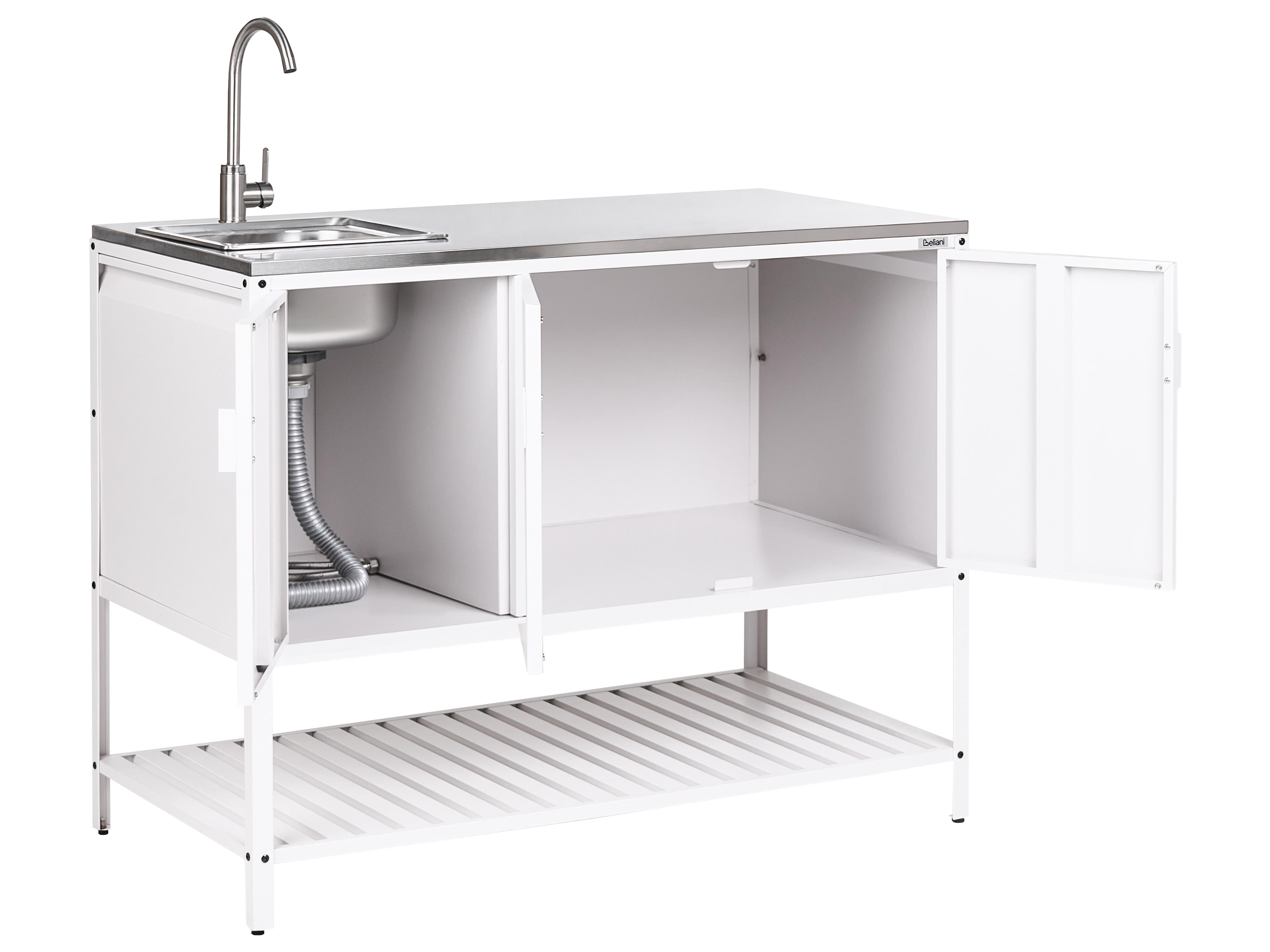Tuin keukenset 2-delig met spoelbak MAENZA Metaal Wit