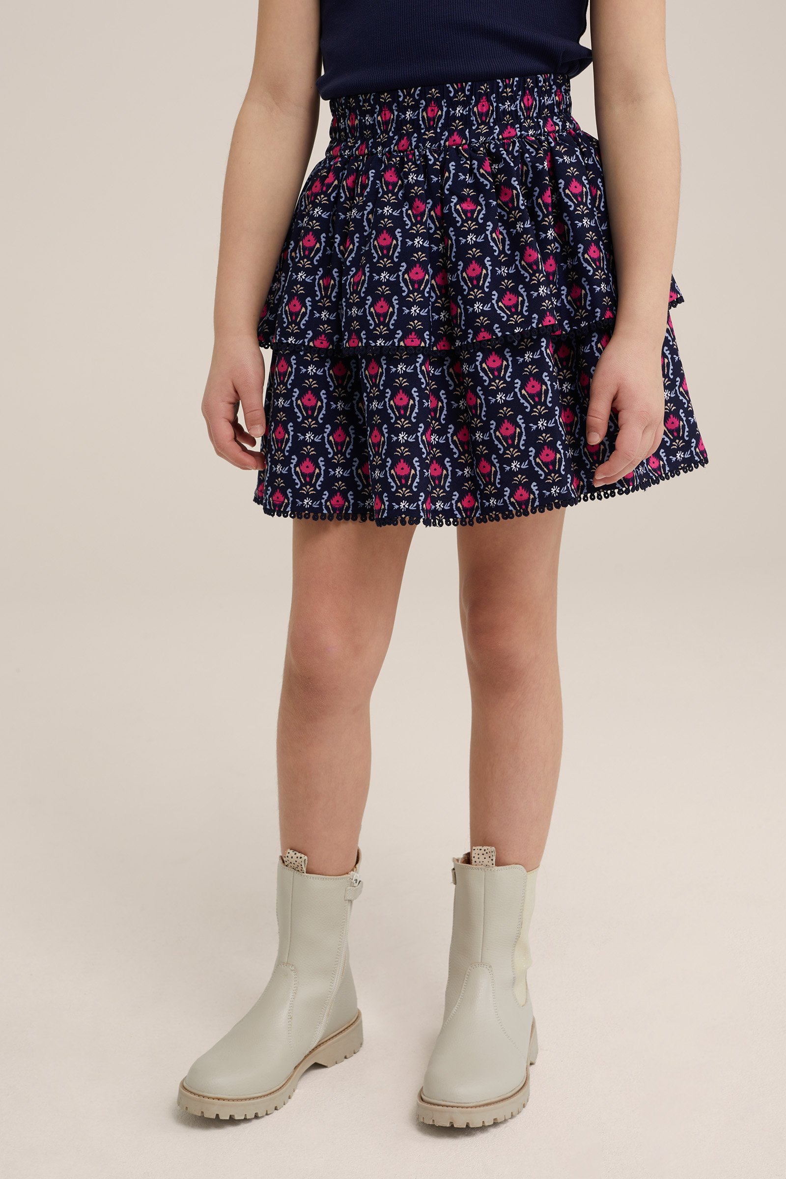Meisjes rok met dessin WE Fashion Donkerblauw