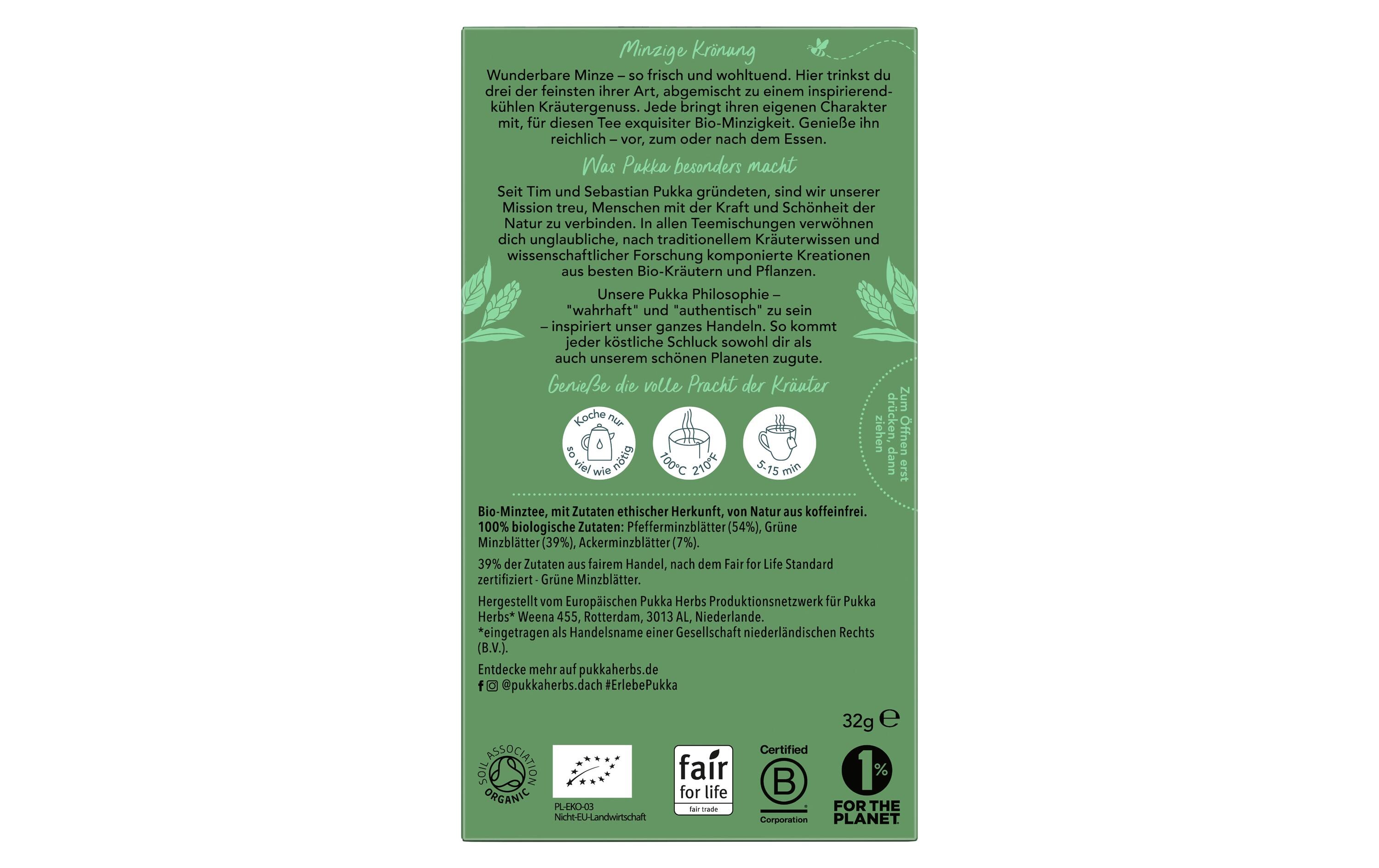 Teebeutel Bio-Tee Drei Minze 20 StückKühl-erfrischender Bio-Tee