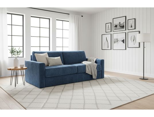 CONCEPT1 - Canapé lit Détroit 3 places glory bleu (H14 140cm 28kg/m3)