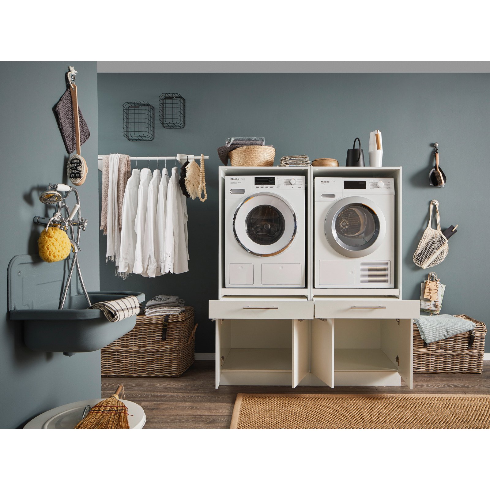 Waschmaschinenschrank Laundreezy melamin weiss matt 67,5 cm x 162 x 67,5 cm