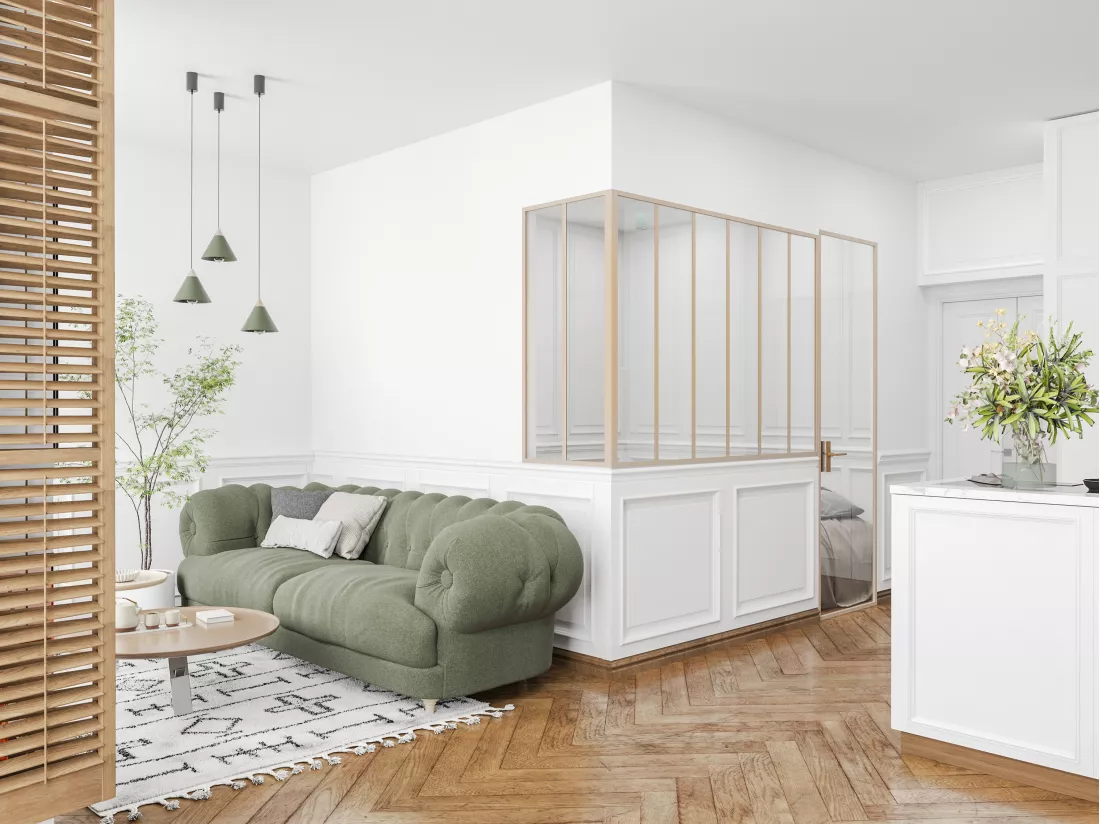 Verrière d'angle d'atelier en aluminium thermolaqué - L180 x L60 x H130 - Naturel clair - BAYVIEW