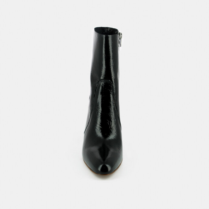 Bottines à talons  en cuir noir brillant