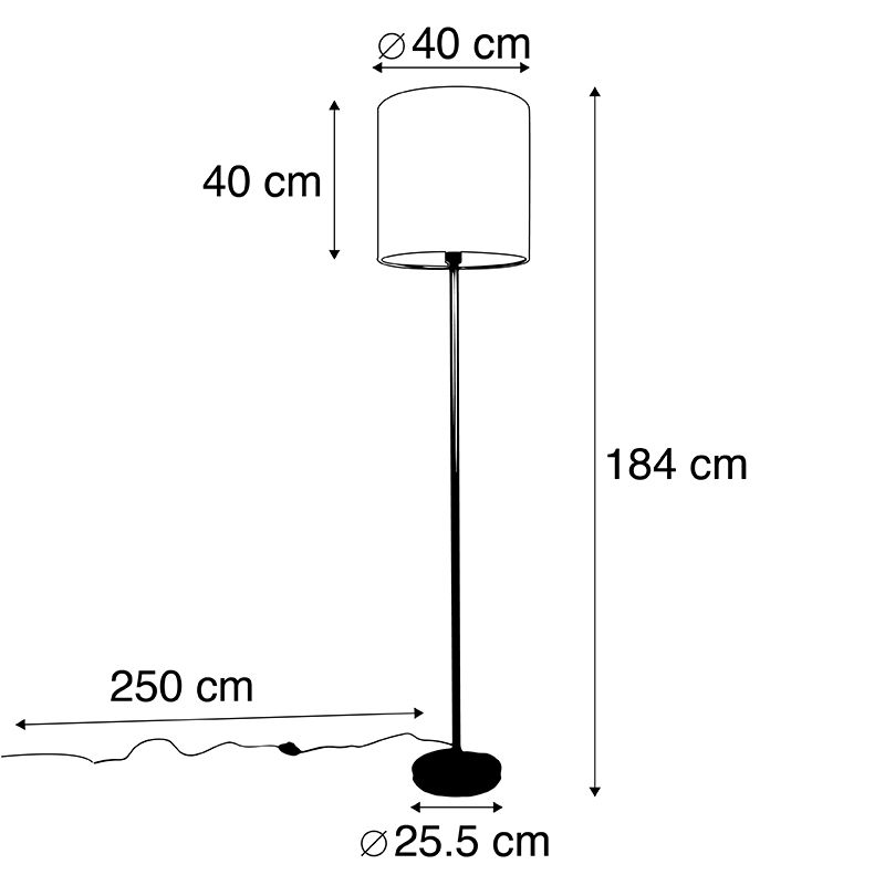 Romantische vloerlamp messing met roze kap 40 cm - Simplo