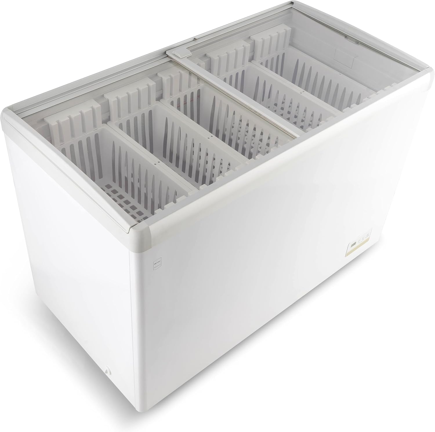 METRO Professional Tiefkühlvitrine GICC1363, 315 L, Tiefkühltruhe mit Glasschiebetür, 5 Ablagekörbe, Türschloss, Temperaturalarm, Rollen, Weiß