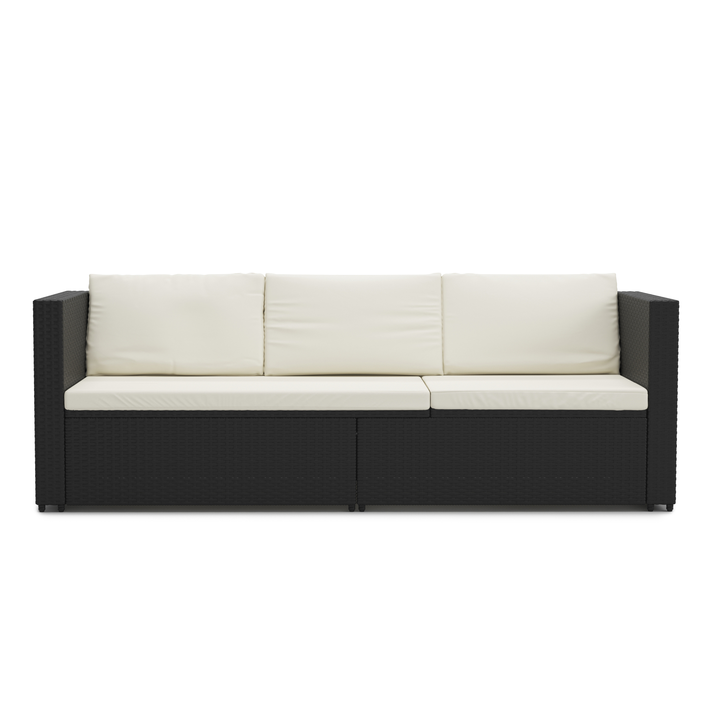 Rattan Sofaliege CAIRNS schwarz/weiss