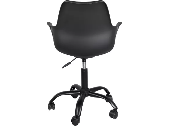 Chaise Bureau design coussin accoudoir hauteur réglable pivotant pied métal roulettes MOTO (Noir)