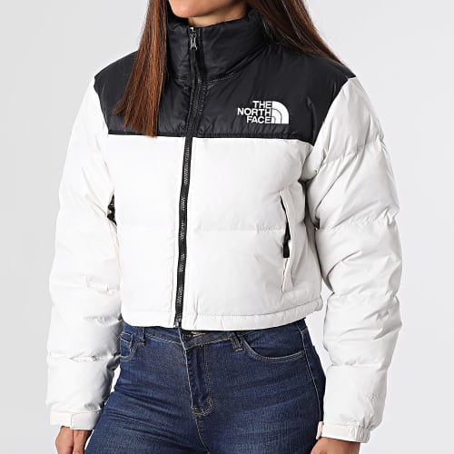 Doudoune Crop Femme Nuptse Short A5GGE Blanc Noir