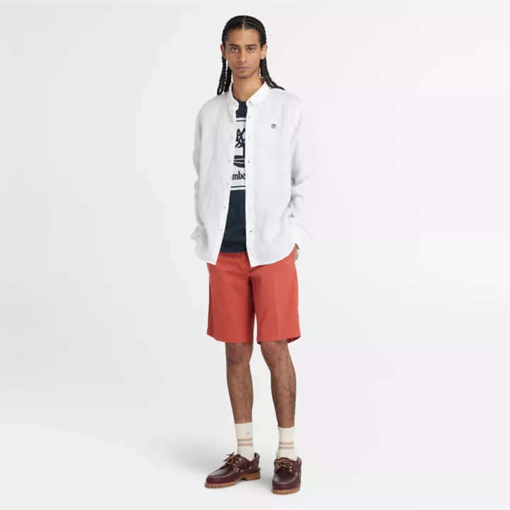 Short chino en sergé extensible pour homme en rouge