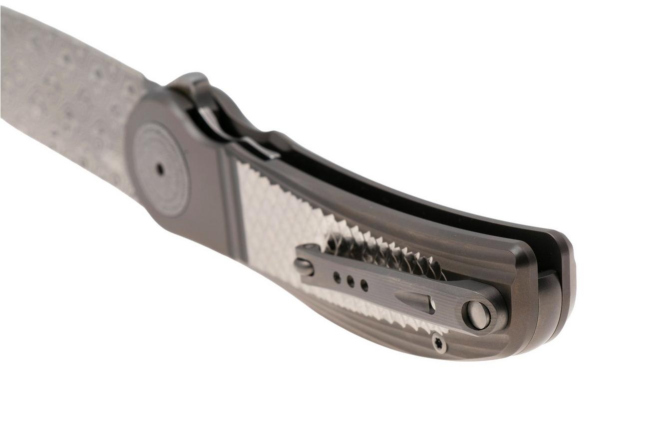 CRKT Monument 4001 Rose Damasteel, Grey Titanium Grey Textured Inlay, zakmes, Michael Walker design