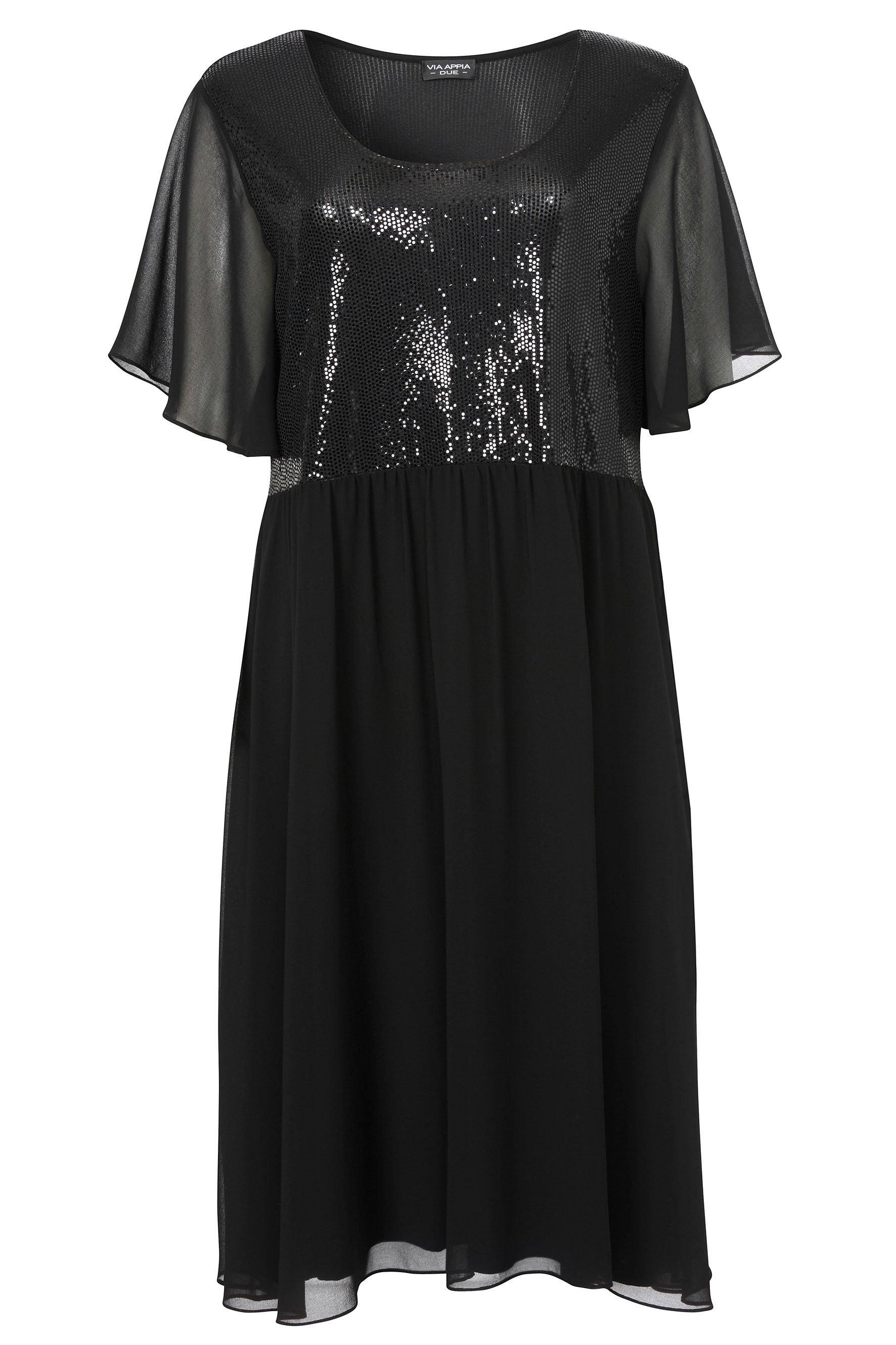 Chiffonkleid mit Paillettenoberteil und Flügelärmeln