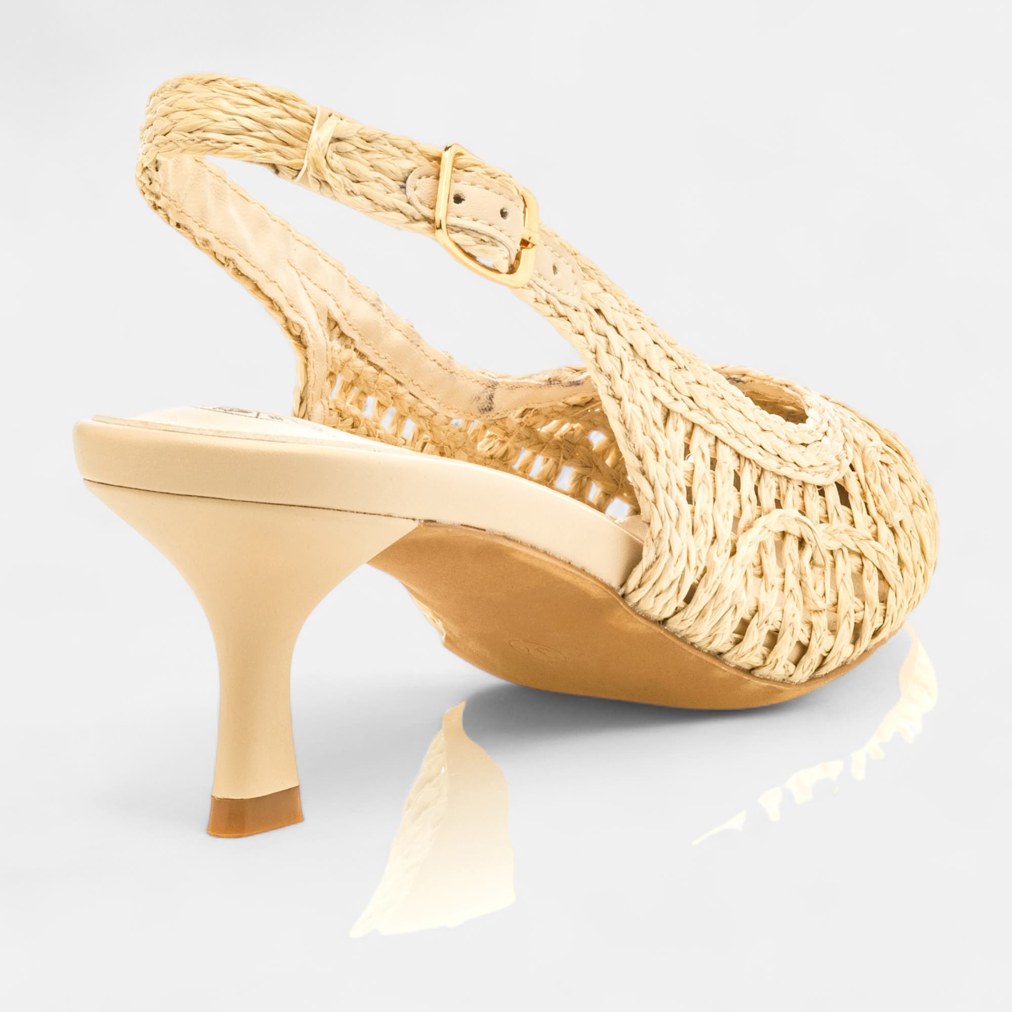 Escarpins avec bride arrière à talon Femme beige