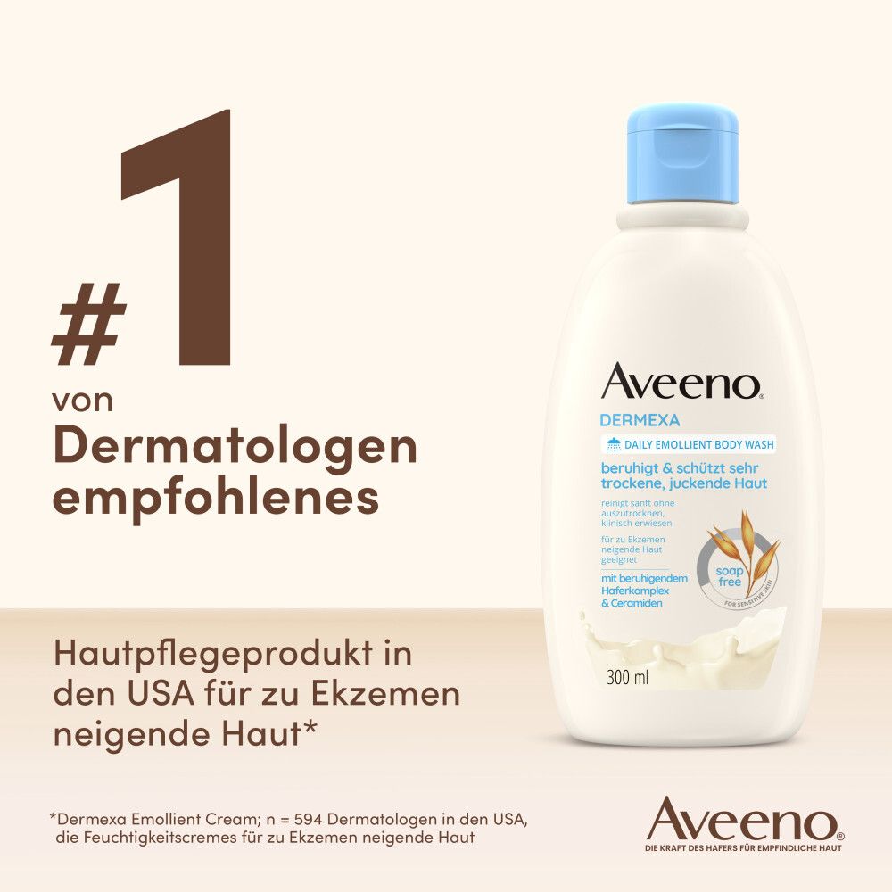 Aveeno® Dermexa vegane Duschcreme mit Haferkomplex für trockene Haut