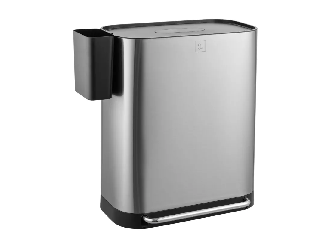 SVITA MLT2X30 Poubelle à pédale 60l 2 compartiments avec couvercle argent