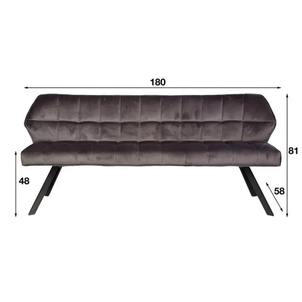 Hoyz - Eetkamerbank Raster - 180cm Breed - 3 Personen - Grijs