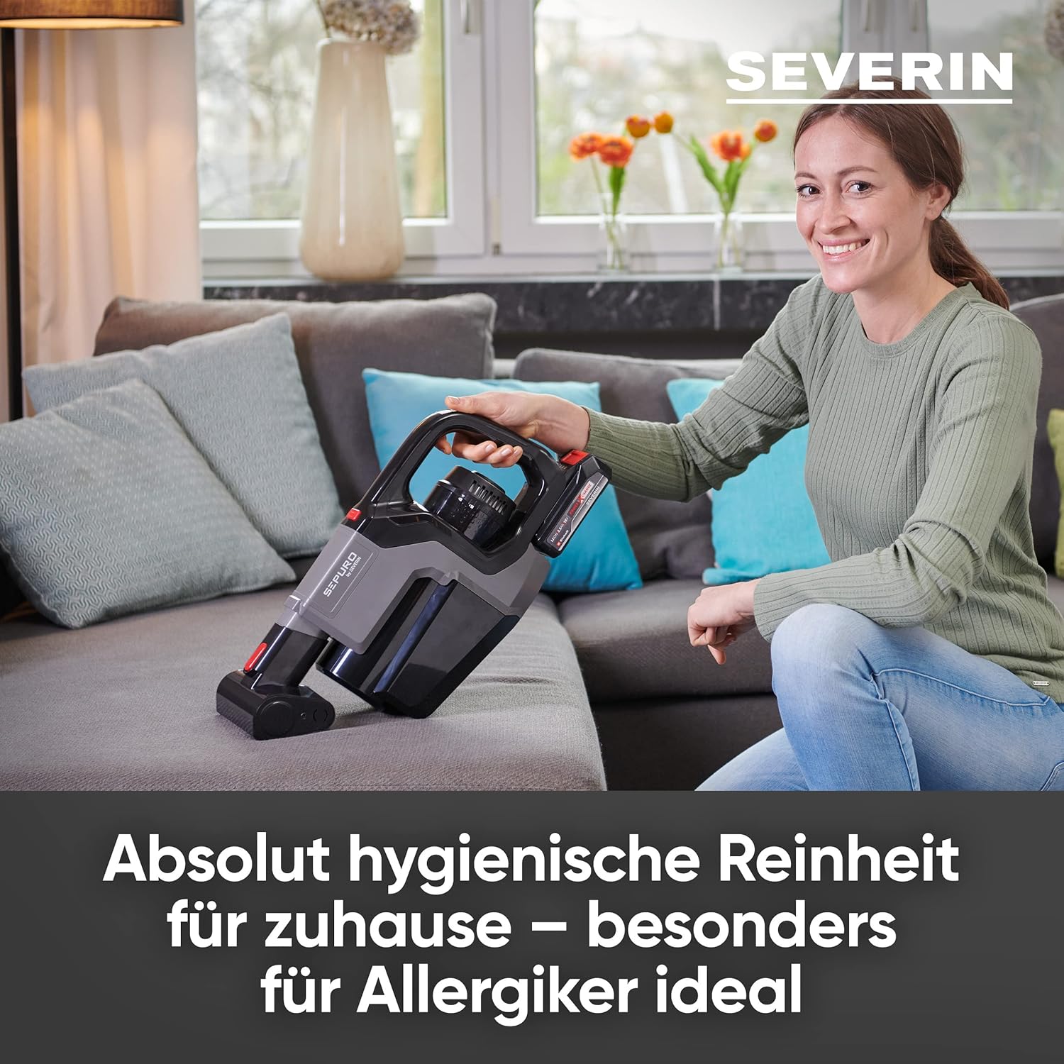 SEVERIN SEPURO Pro Akku Stiel- und Handstaubsauger mit innovativer Staubbeutel-Technologie und Einhell Power Akku, kabelloser Staubsauger, HV 7187