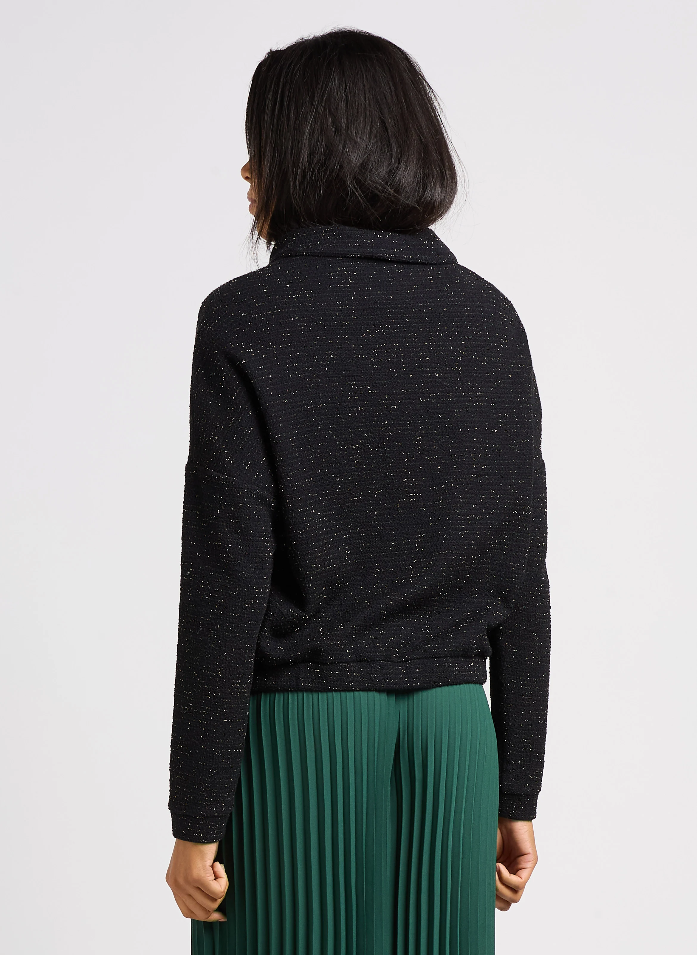 Sweat oversize col montant en coton mélangé | Noir