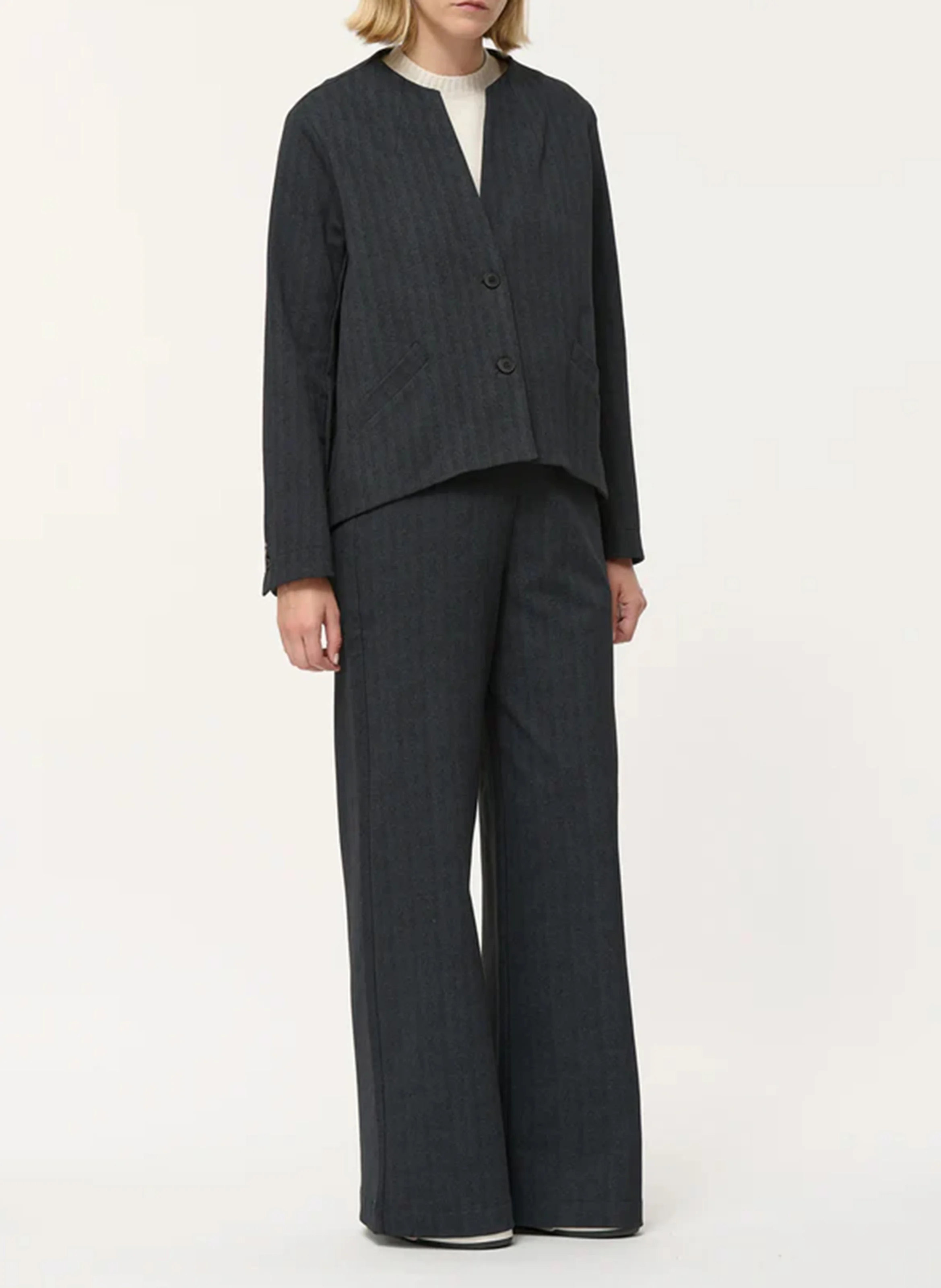 Veste trapèze à col V | Gris