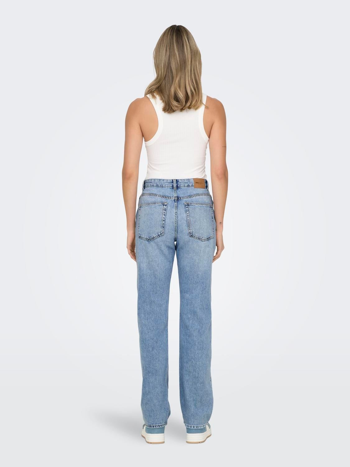 ONLBILLIE Hohe Taille Gerade geschnitten Jeans Light Blue Denim