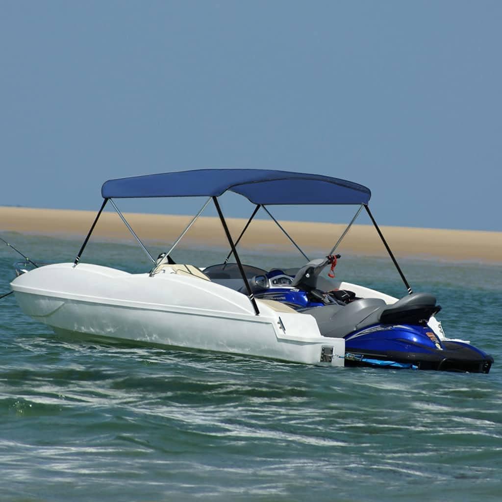 vidaXL 2-Bow Bimini Top mit Edelstahl-Clip Bootsverdeck Boot Verdeck Sonnendach Sonnenverdeck Sonnensegel Sonnenschutz Marineblau 180x150x110cm