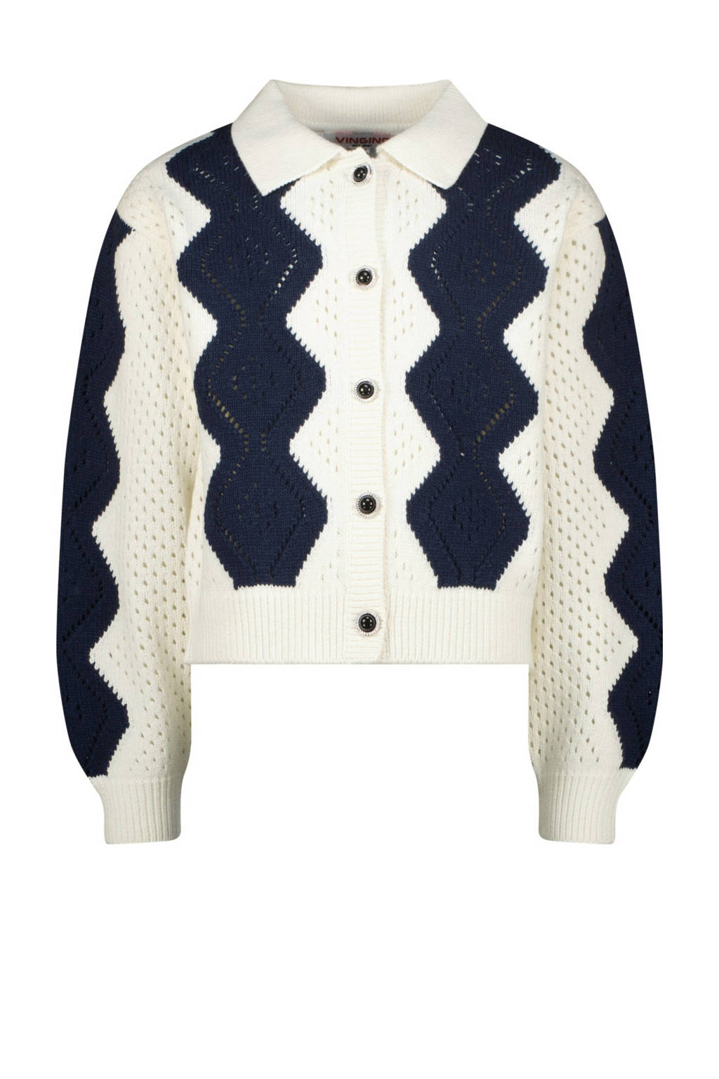 Vingino vest Meralle met all over print offwhite/donkerblauw