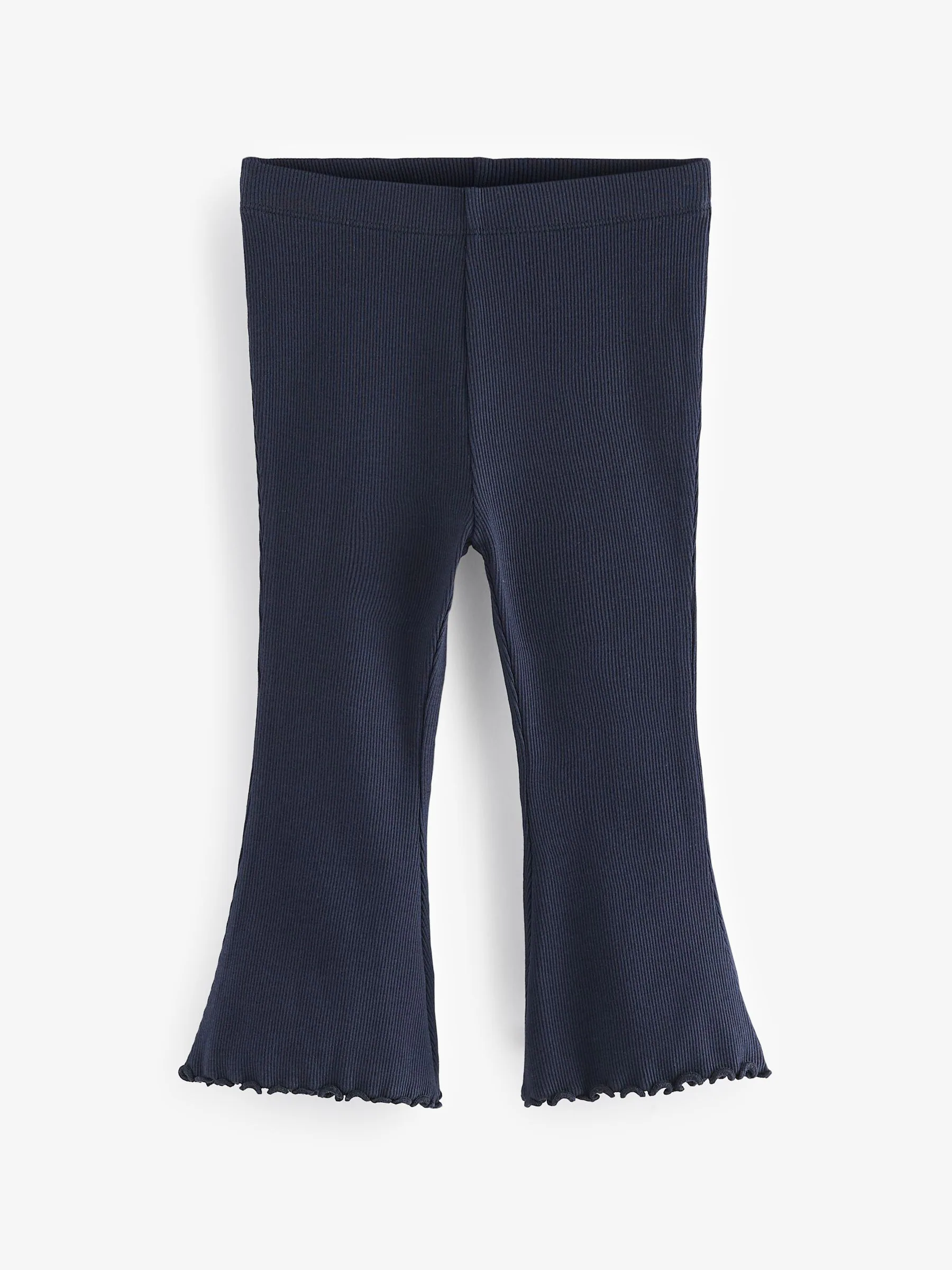 Marineblauw - Geribbelde flare legging (3 mnd-7 jr)