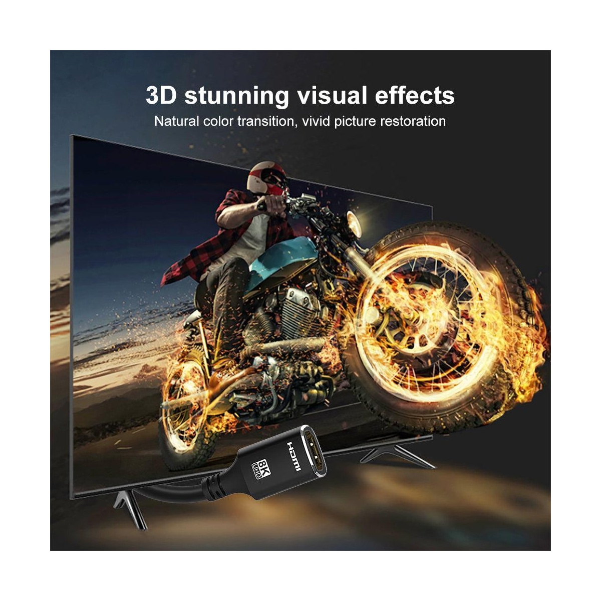 NÖRDIC HDMI skjøtekabel 1m 8K60Hz 4K144 HDMI 2.1 48Gbps Ultra High Speed ​​​​HDMI