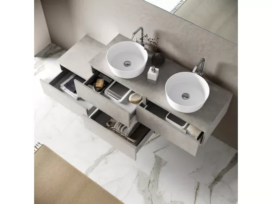 Ensemble de salle de bain double vasque 8 pièces ASTRA havane