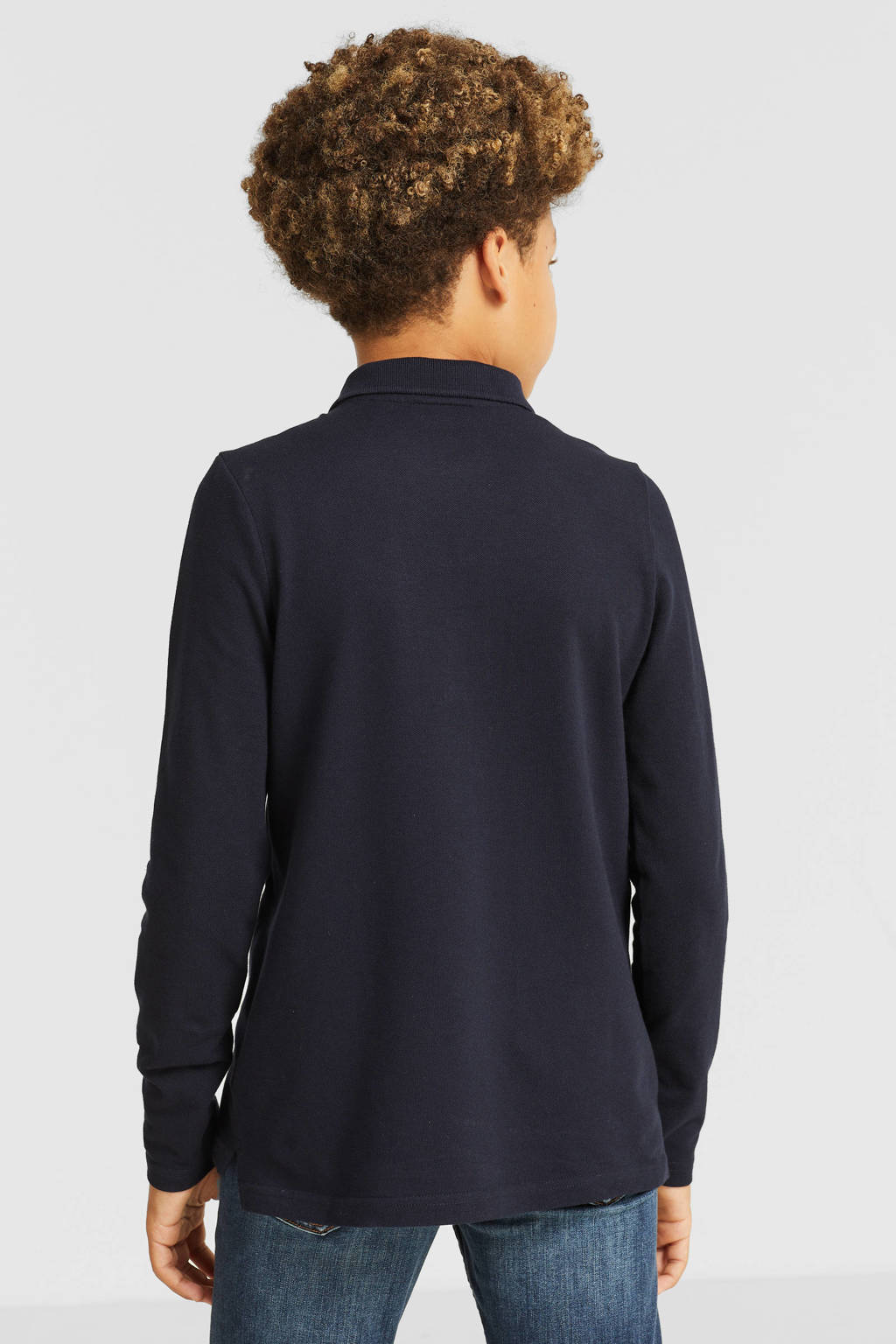 anytime piqué longsleeve polo donkerblauw