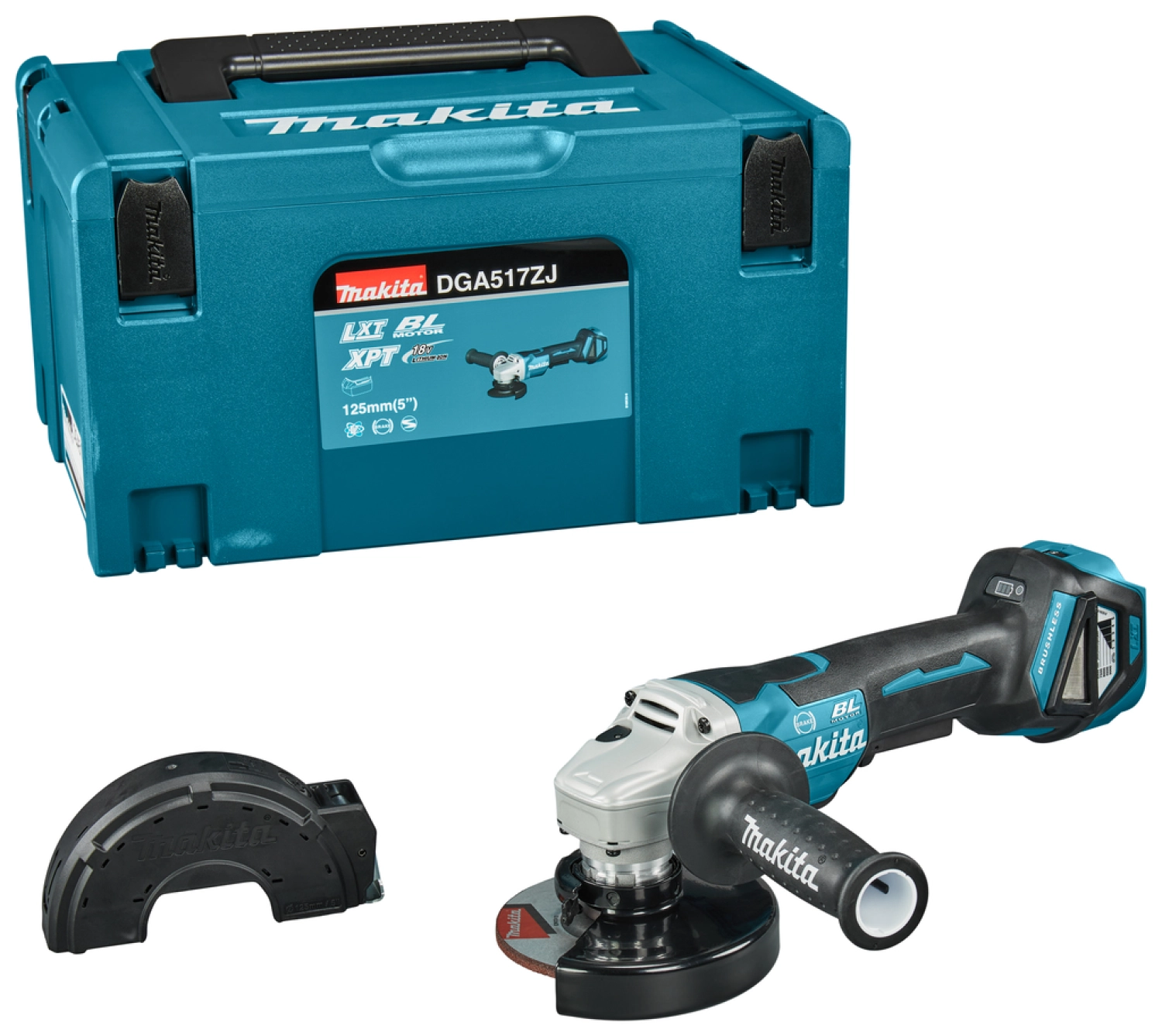 Makita DGA517ZJ 18V Li-Ion Accu haakse slijper incl. ADT body in Mbox - 125mm - koolborstelloos