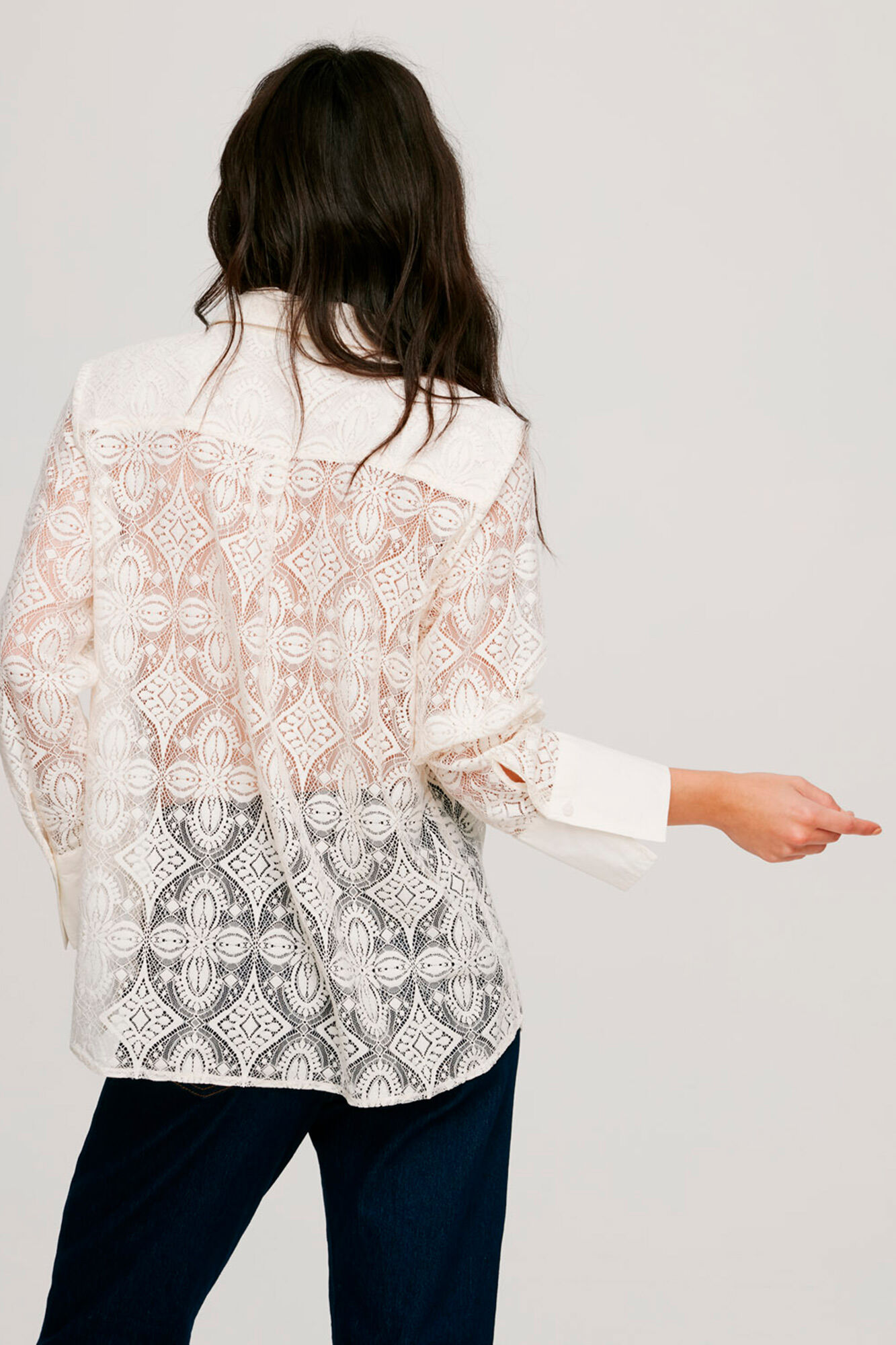 Camisa jacquard semitransparente - Cinza