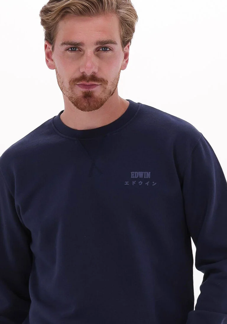 EDWIN donkerblauwe edwin sweater base crew sweat heavy felpa