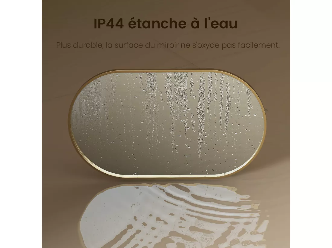 EMKE Miroir mural 60 × 100 cm Miroir ovale avec cadre doré, Miroir non lumineux salle de bain