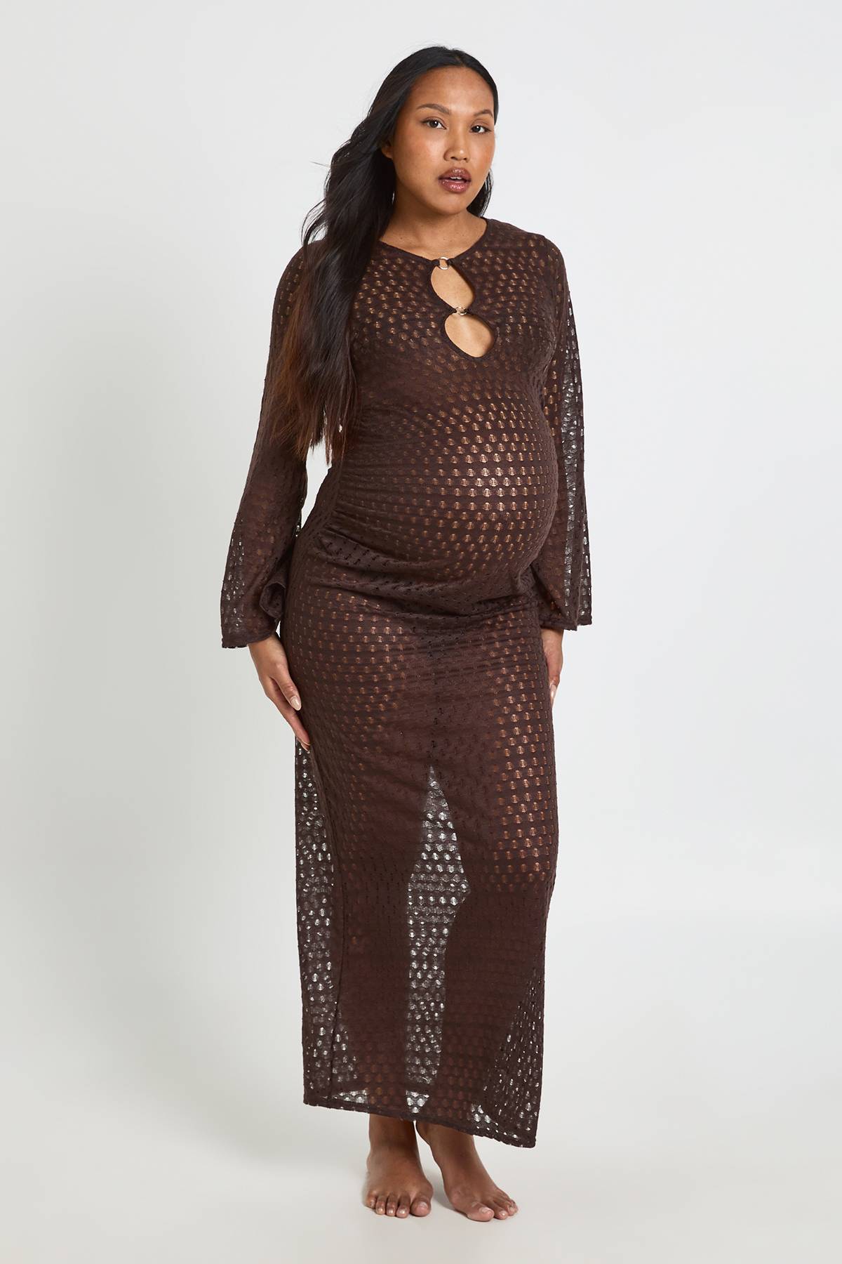 boohoo Robe De Plage De Maternité Avec Détail Anneau En O