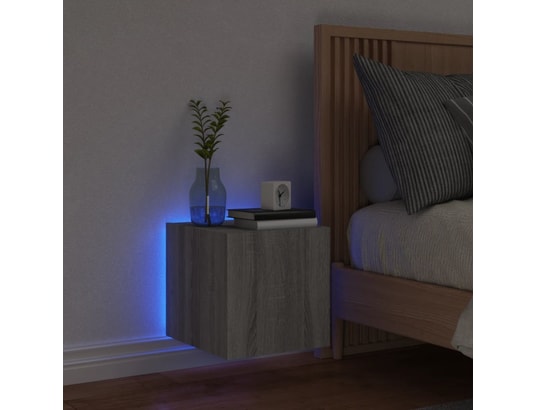 VIDAXL - Elément suspendu Meuble tv mural avec lumières led sonoma gris 30,5x35x30 cm