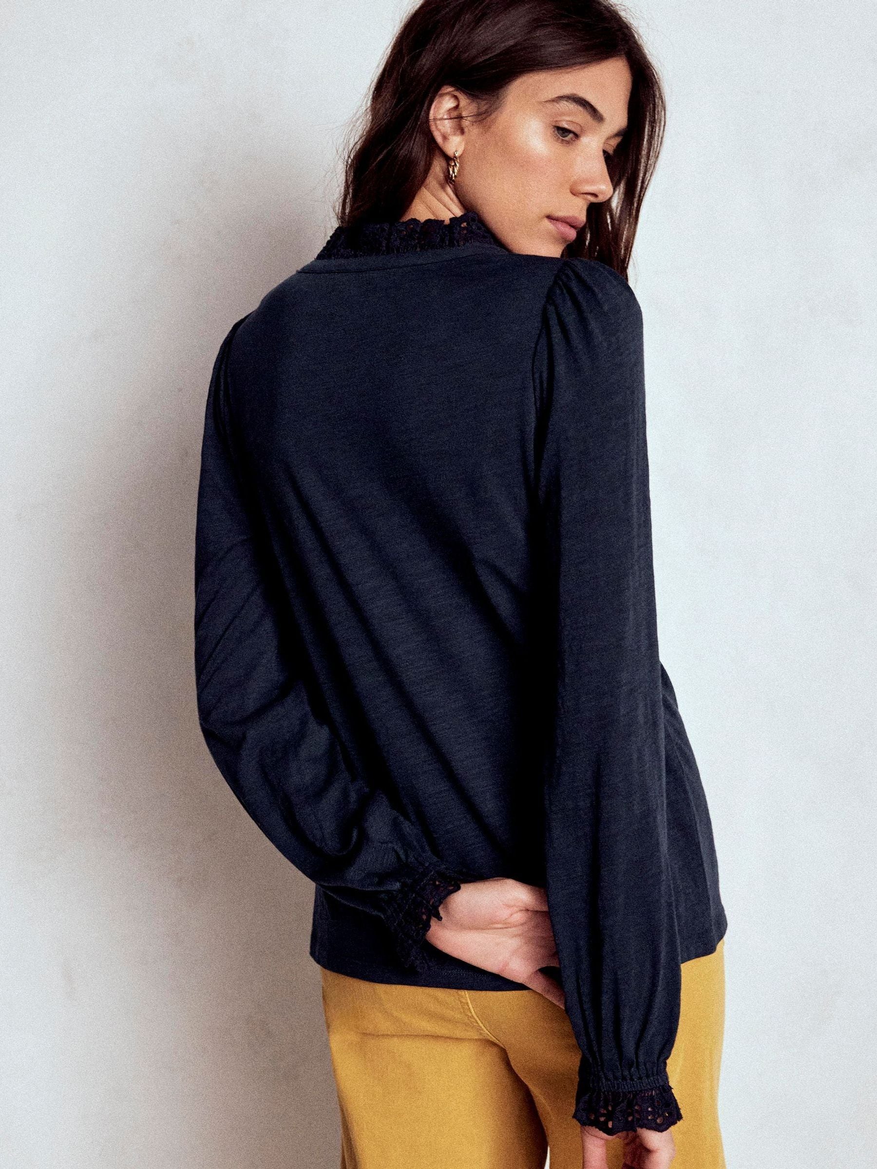 Boden Aria Broderie Notch Neck Blouse