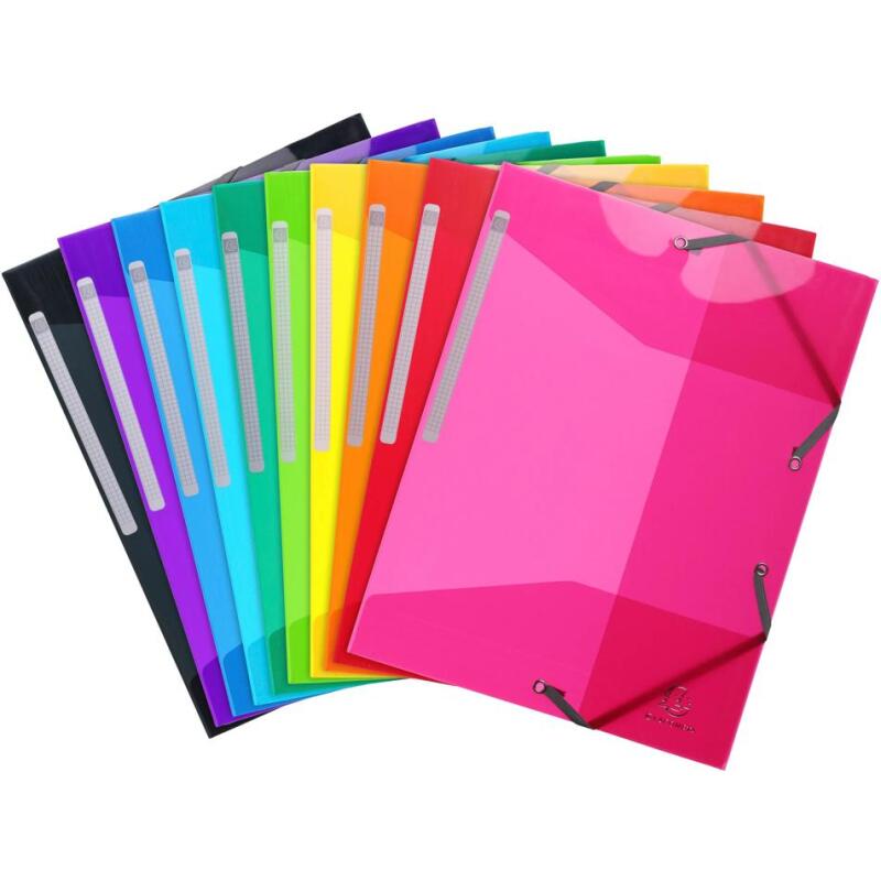 Chemise 3 rabats à élastiques polypropylène 5/10e IDERAMA PP - A4 - Couleurs assorties