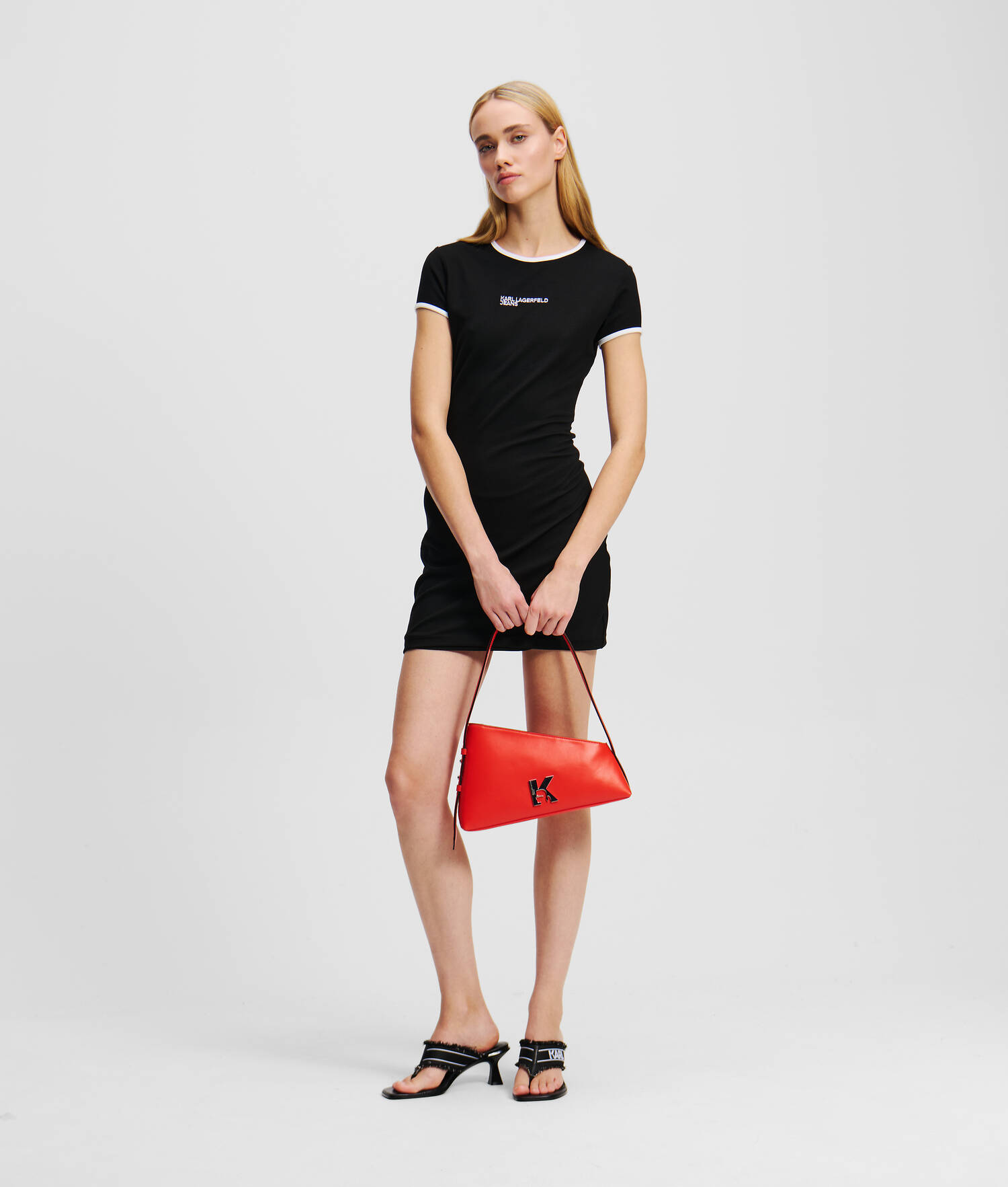 ROBE T-SHIRT AJUSTÉE AVEC LOGO KLJ - Noir
