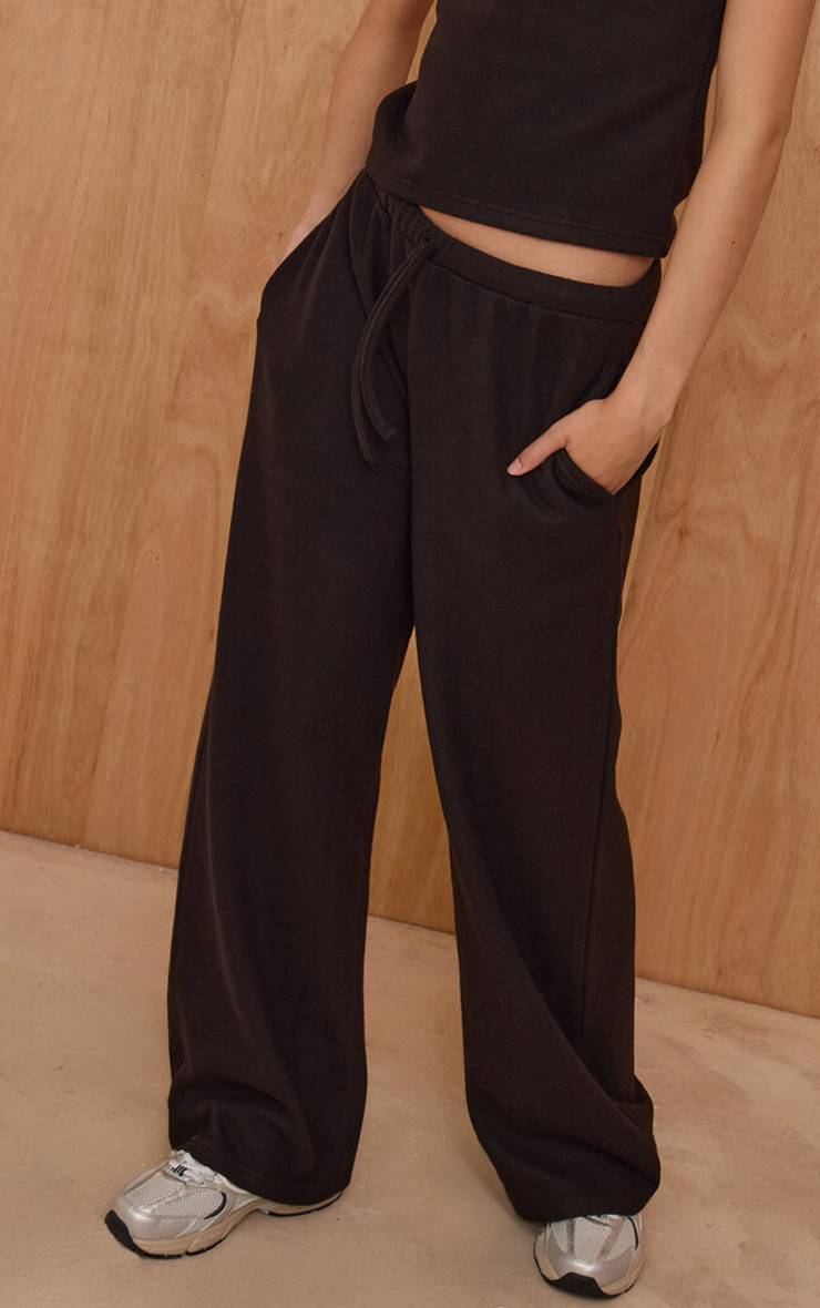 Noir Pantalon Droit En Maille Côtelée